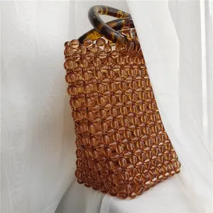 Luxusmarke Hand gewebte Perlen taschen DIY Solid Color Frauen Perlen Handtasche Elegante Abend tasche Retro Designer Qualität Handtasche