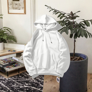 Sudadera con capucha de gran tamaño para hombre con estampado de logotipo personalizado de invierno 100% algodón bordado hombro caído manga larga forrado en blanco - Product Image 2