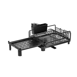 Grande scolapiatti espandibile monostrato lavello da cucina pieghevole stendino porta piatti con supporto in padella - Product Image 1