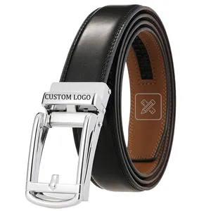 Custom Logo Designer Automatic Buckle Leather Belts Leather Men Black Brown