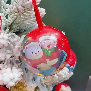 Gift Packing Christmas Ball Tin Box Kids Candy Packing Tin Metal Ball Box <b>Iron</b> Tinplate Ball Box Xmas Tree Decoration - Product Image 2