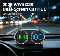 Compteur de vitesse GPS HUD double écran WiiYii G28 2026 avec éclairage ambiant, alimentation Type-C, universel pour véhicules à essence