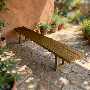 Banco de Parque de Teca Sólida, Diseño Moderno y Minimalista, Acabado Natural, Asientos para Exteriores, 2 Plazas, para Jardín, Terraza - Product Image 3