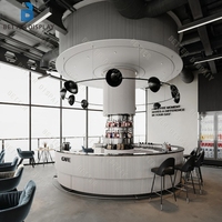 Comptoir de bar rond blanc personnalisé pour café, mobilier de café au design simple pour la décoration de café