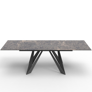 JEAWELL ensembles <span class=keywords><strong>de</strong></span> tables à manger extensibles modernes italiennes avec chaise <span class=keywords><strong>6</strong></span> pièces pour meubles <span class=keywords><strong>de</strong></span> maison pied en métal noir avec la meilleure qualité - Product Image 3