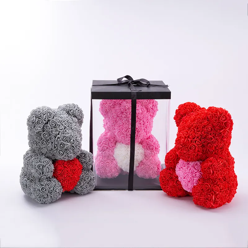 Hot Sales Valentine Gift Teddy Bear Rose Flower Plush Toy Rose Bear Foam Eternal Flower Artistic Stuffed Animals Dolls Gift