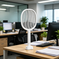 Matamoscas Eléctrico con Base de Carga, Raqueta Eléctrica Antimosquitos de 3 Capas para Oficina y Espacios Interiores, Venta al por Mayor