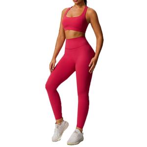 Conjunto Deportivo Personalizado para Mujer, Tallas Grandes, Transpirable, Diseño Sólido, Cintura Elástica, Cierre Ecológico, Conjunto de Yoga - Product Image 1