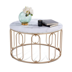 Mesa de centro de hierro forjado hecha a medida, estilo nórdico, de lujo ligero y minimalista, para apartamentos pequeños, mesa redonda pequeña para sofá. - Product Image 3