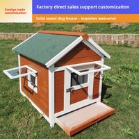Maison pour chien et chat de style villa de luxe en bois massif pour l'extérieur avec toit triangulaire et fermeture à boucle et crochet, accessoires pour animaux de compagnie