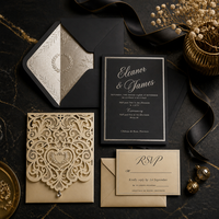 Cartes d'invitation de mariage découpées au laser personnalisées avec support, ensemble de cartes personnalisées, vente en gros, OEM, personnalisable, directement de l'usine
