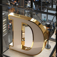 Lettres en relief 3D personnalisées en or avec éclairage frontal LED pour enseignes commerciales extérieures, étanches IP65, télécommande, charge sans fil