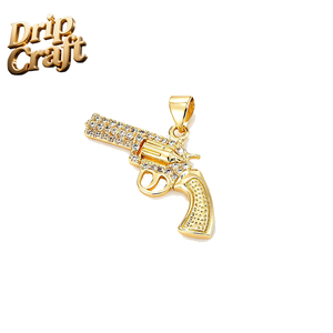 De Nieuwe Hiphop 14K Gouden Geweer Hanger Geweer Geweer Pistool Galvaniseren Ingelegde Zirkoon Hanger Is Geschikt Voor Geweer Liefhebbers. - Product Image 6