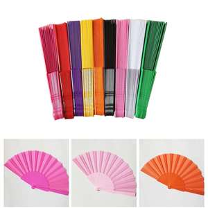 Custom Logo Portable Nylon <b>Folding</b> Hand Fan Folk Art Chinese Wedding Fan with a Plastic Handle - Product Image 2