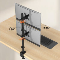 Support double moniteur articulé Khcoohoo à ressort à gaz, fixation VESA pour écrans de 13 à 27 pouces, installation facile par pince en C ou œillet.