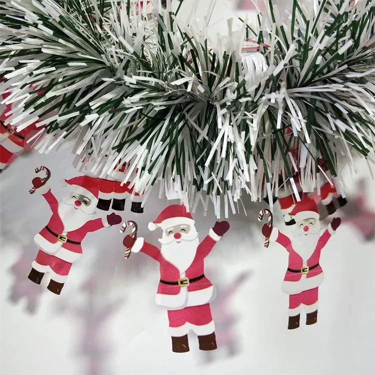New Christmas Decorations Multi-color Hanging PET Tinsel with Santa