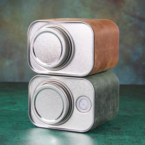 Boîte <span class=keywords><strong>de</strong></span> rangement classique en cuir véritable artisanal - Pot en métal hermétique avec valve d'évacuation - Product Image 2