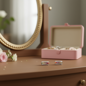 Boucles d'oreilles Huggie réalistes en or blanc avec cristaux de strass taille princesse sertis en canal pour femme, bijoux de fête tendance - Product Image 2