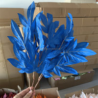 L-243 Vente en gros de bouquets de feuilles de pivoine artificielles de 60 cm, tiges en soie bleues et vertes pour arrangements floraux de mariage et de Noël