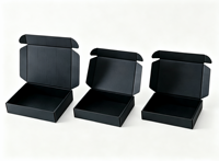 Boîte à courrier aérien rigide recyclable noire avec fermeture magnétique, en carton ondulé robuste, pour emballage cadeau de bijoux, personnalisable en petite série avec logo