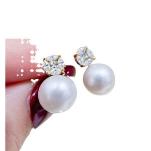 Pendientes de Plata S925 con Cuentas de 9-13 mm, Accesorios de Perlas para DIY, Soporte con Separación de Colores de Moda, Hebilla de Oreja Chapada 22123 - Product Image 5