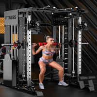Dinuo – Machine Smith multifonctionnelle avec rack de squat, presse à jambes, exercices pour les bras et la poitrine, et deux blocs de poids de 75 kg