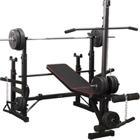 Ensemble de musculation pour développé couché avec support de barre, banc d'entraînement pour exercices des jambes, banc de musculation réglable pour développé couché et préparation des muscles du bas du dos