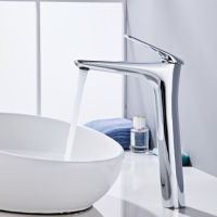 Grifo de Lavabo Moderno, Cuerpo de Latón, Monomando, Cartucho de Cerámica, Acabado Cromado, Montaje en Cubierta, para Hotel, Apartamento, Cocina, Salón, 1 Año de Garantía