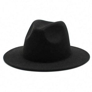 Wholesale Formal Casual <b>Flat</b> Wide Brim Fedora <b>Hat</b> for Unisex Adults Burgundy Solid Color Polyester/Cotton 4 Season Use - Product Image 5