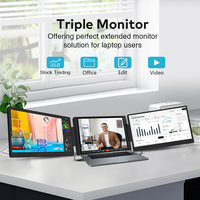 Monitor Portátil Triple de 15.6 Pulgadas, FHD 1080P, Retroiluminación LED, 60Hz, USB-C, Plug-Play, Expansor de Pantalla para Mac/Windows