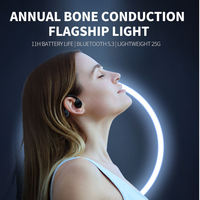 Écouteurs sans fil à conduction osseuse, son stéréo avec indicateur LED, étanches pour le sport, la course à pied et l'extérieur