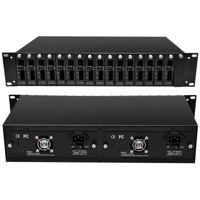 14 port 16 port slots 2U rackmount fiber media converter chassis