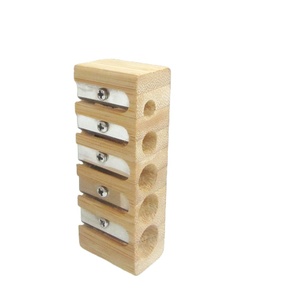 Aiguisoir de crayons multifonctions, cinq à 5 trous, <span class=keywords><strong>en</strong></span> <span class=keywords><strong>bois</strong></span> de bambou, pour l'école et le bureau - Product Image 3