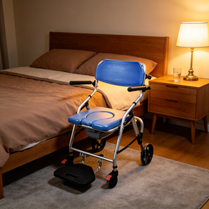 Chaise de toilette pliante en aluminium multifonctionnelle avec roues et repose-pieds pour personnes âgées, pour la douche au chevet et les personnes handicapées - Vente en gros - Product Image 3