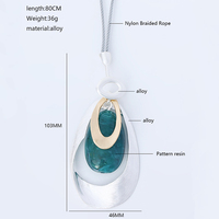 Collier TongLing, chaîne en corde, alliage, géométrique irrégulier, rond, pendentif en résine bleue, collier pour femmes