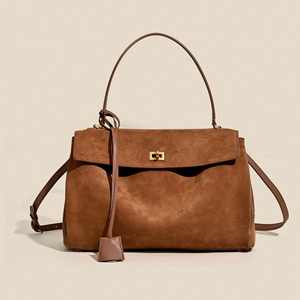 Bolso Tote de Cuero Genuino Esmerilado 2026, Bolso de Hombro de Gran Capacidad de Alta Gama para Mujer, Microfibra - Product Image 1
