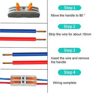 Hızlı bağlantı 2 iletken kompakt ekleme terminali 32 Amp 250 Vac kablo kablolama için 24-14 AWG hızlı bırakma tel konnektörleri - Product Image 3