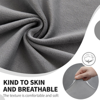 Housse de canapé en velours gris moyen imperméable et anti-poussière pour canapé 5 places, extensible et élastique, couverture intégrale à 360 degrés, décoration d'intérieur