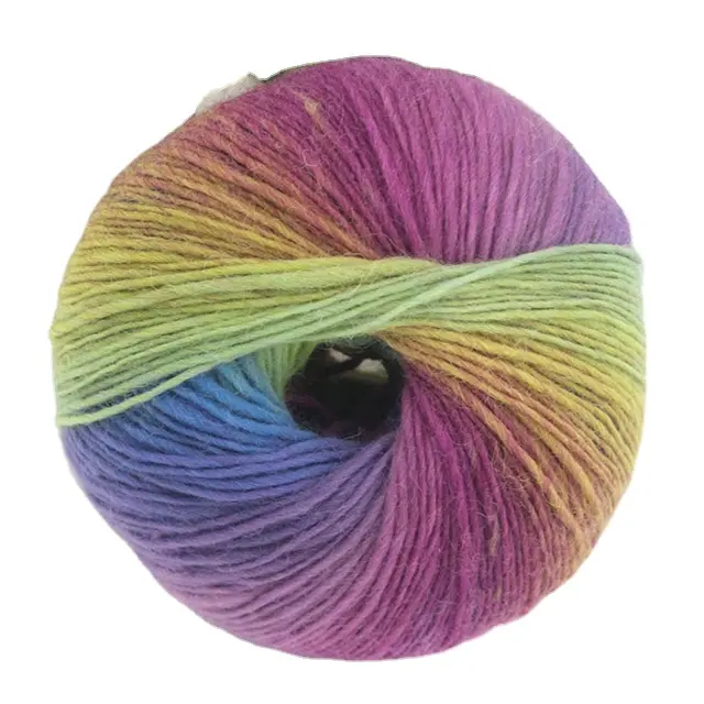 Wholesale Colourful 100% Wool Yarn Fancy Space Dyed Roving Wool Yarn For Scarf
