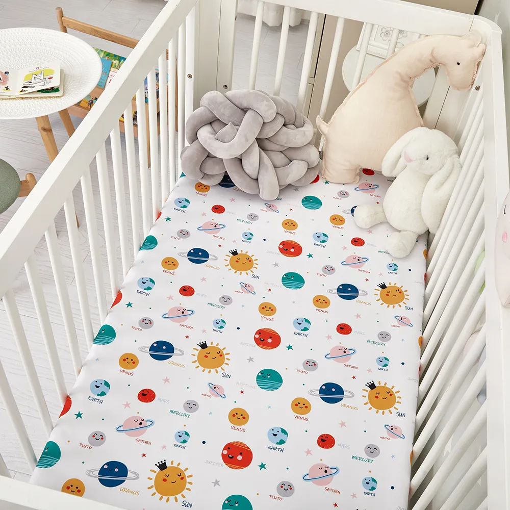 100% Cotton Digital Printing Design Baby Crib Sheet Colorful Baby Crib Sheet Set