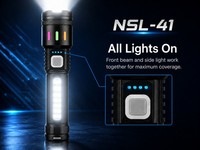 Lampe torche LED blanche rechargeable USB, faisceau réglable, étanche IP55, certifiée ROHS, en ABS, lumineuse la nuit, portée 400-500M