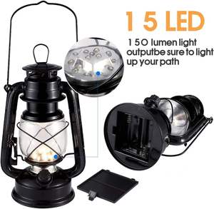 Lanterne à pétrole rétro portable à batterie, style vintage, avec mèche, pour camping, lumière chaude, en fer, vente en gros - Product Image 2