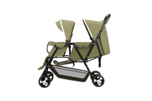 Passeggino Doppio Leggero in Tessuto di Lino per Viaggi con Grandi Ruote da 8 Pollici Pieghevole per Due Bambini di 3 Anni - Product Image 5