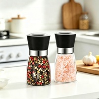 Meilleure Vente : Ensemble Moulin à Sel et à Poivre Réglable Premium 190 ml avec Mouvement Céramique, Pot en Verre et Récipient de Rangement en Plastique