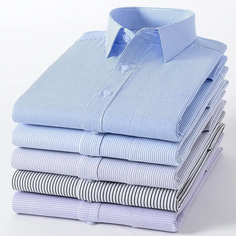 Fabrika doğrudan moda pamuk polyester düğme yukarı aşağı elbise resmi gömlek erkekler için