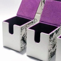 2 boîtes de cartes en cuir avec 2 séparateurs Grande taille Fit 100 + Plus Single Sleeved Deck Box for Collectible Cards