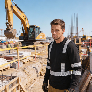 Magliette di Sicurezza Riflettenti ad Alta Visibilità a Maniche Lunghe, Asciugatura Rapida, Traspiranti, con Logo Personalizzato, per Lavori Edili, Classe 3 - Product Image 4