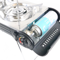Haute qualité Portable Double brûleur à gaz Butane cuisinière Mini fonte Camping table de cuisson pour une utilisation en voiture Offre Spéciale cuisinière à gaz Portable