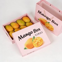 Boîtes à fruits en mangue écologiques personnalisées, boîte imprimée à l'encre de soja pour l'expédition de fruits frais, boîte d'emballage solide vide et ensemble de sacs cadeaux