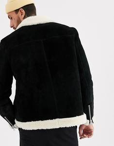 Giacca da uomo in pelle scamosciata a punta con chiusura a Zip con chiusura funzionale con fodera invernale da uomo - Product Image 3